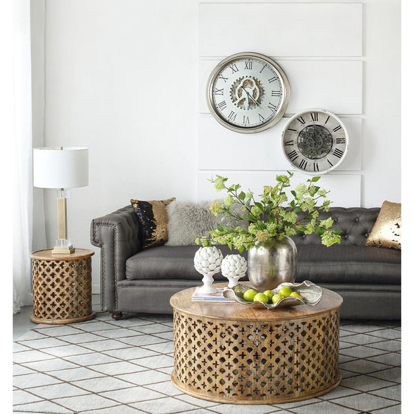 Homeroots Rustic White Industrial Gear Vintage Wall Clock  70% Iron,30% Plastic 401297