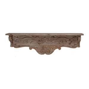 Homeroots Charming Carved Floral Scroll Wooden Wall Shelf  100% Fir Wood 401298