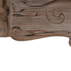 Homeroots Charming Carved Floral Scroll Wooden Wall Shelf  100% Fir Wood 401298
