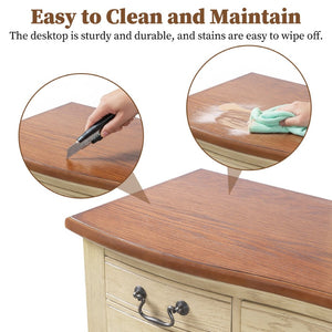 English Elm 46" Vintage Dressing Table Floral Carved Mirror 5 Drawers Stool Bedroom Vanity N704P381405K