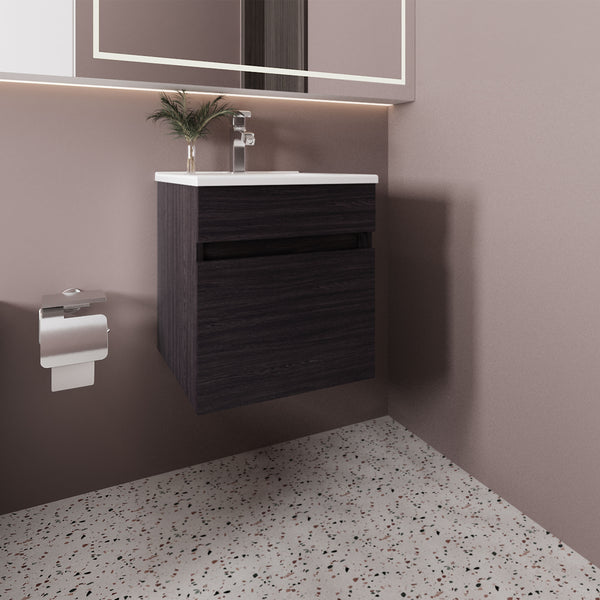 English Elm Bathroom Vanity Slim Sink Cabinet with Single Door, Engineered Wood, Space-Saving Modern Design Black 23.23 L x 23.23 W x 11.81 H B097P350314