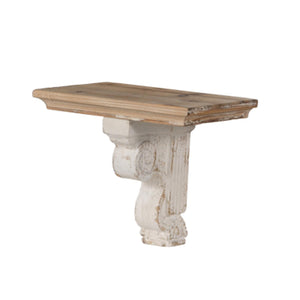 Homeroots 11" X 14" White And Natural Distressed Wood Corbel Style Wall Shelf  Solid And Manufactured Wood 401305