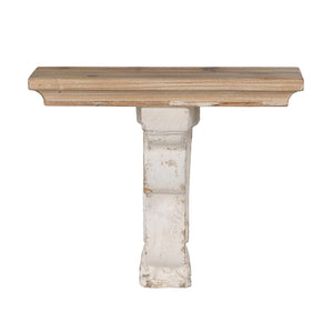 Homeroots 11" X 14" White And Natural Distressed Wood Corbel Style Wall Shelf  Solid And Manufactured Wood 401305