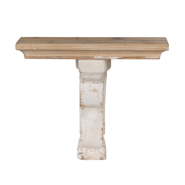 Homeroots 11" X 14" White And Natural Distressed Wood Corbel Style Wall Shelf  Solid And Manufactured Wood 401305