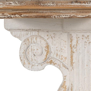 Homeroots 11" X 14" White And Natural Distressed Wood Corbel Style Wall Shelf  Solid And Manufactured Wood 401305