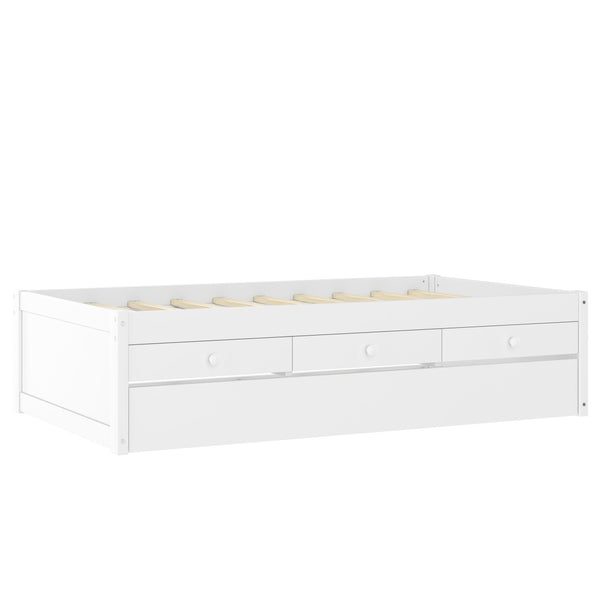 English Elm Twin Triple Metal Bunk Bed Matte Powder Coated Frame with Full Safety Guardrails White W1580S00385