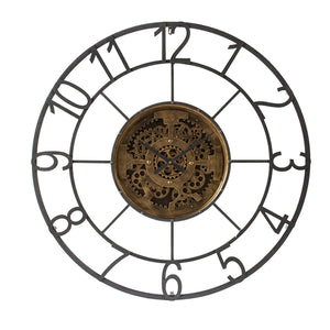 Homeroots Round Decorative Gear Iron Wall Clock  60% Iron,15% Glass,15% Mdf,10% Plastic 401315