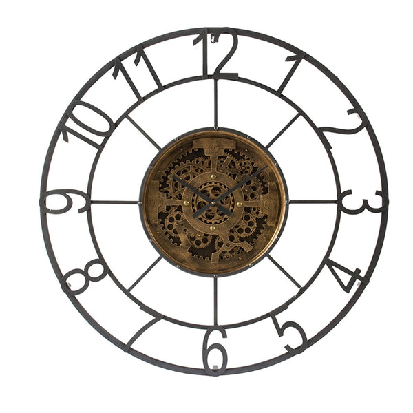Homeroots Round Decorative Gear Iron Wall Clock  60% Iron,15% Glass,15% Mdf,10% Plastic 401315