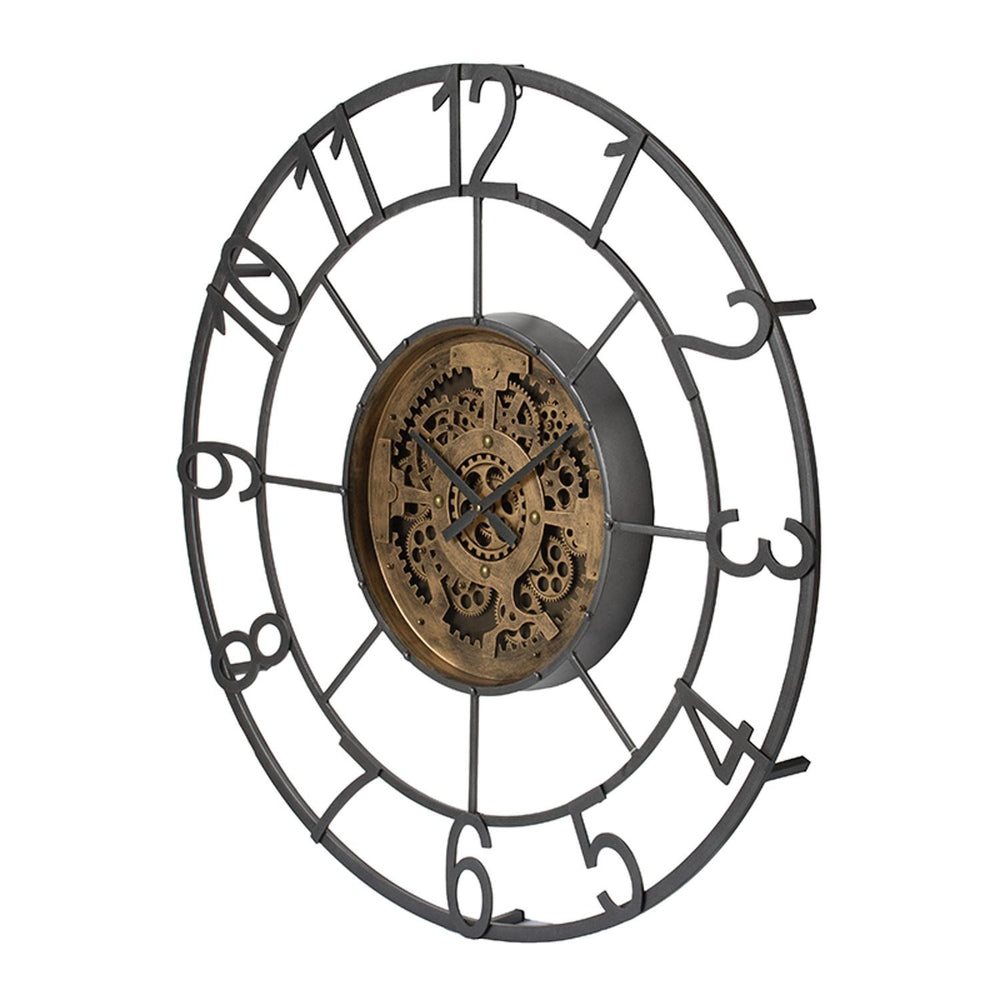 Homeroots Round Decorative Gear Iron Wall Clock  60% Iron,15% Glass,15% Mdf,10% Plastic 401315