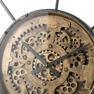 Homeroots Round Decorative Gear Iron Wall Clock  60% Iron,15% Glass,15% Mdf,10% Plastic 401315
