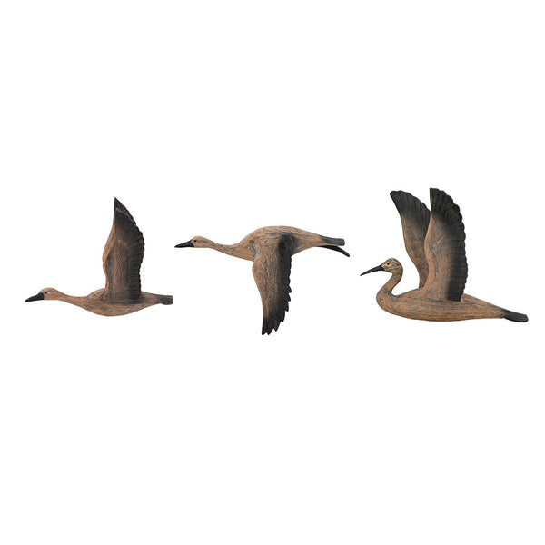 Homeroots Set Of Three Flying Geese Carved Wood 3d Wall Art  100% Pinewood 401317