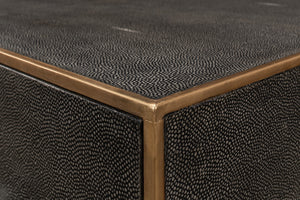 Sarreid Grey Shagreen Dresser With 3 Spacious Drawers, Marbleized Paper Lining, And Antique Iron Finish Grey  40131