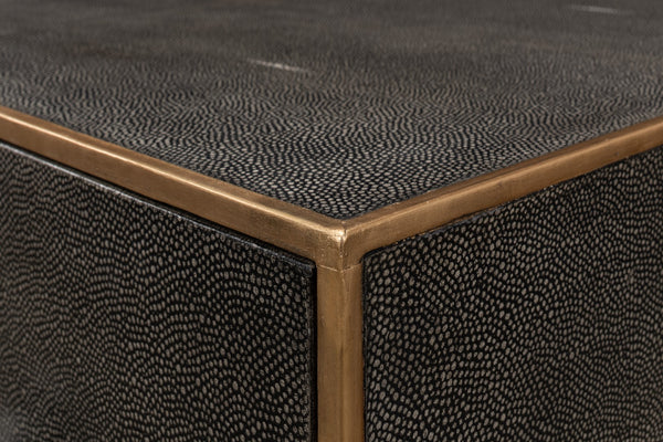 Sarreid Grey Shagreen Dresser With 3 Spacious Drawers, Marbleized Paper Lining, And Antique Iron Finish Grey  40131