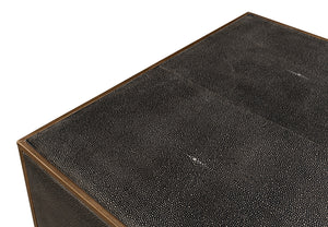 Sarreid Grey Shagreen Dresser With 3 Spacious Drawers, Marbleized Paper Lining, And Antique Iron Finish Grey  40131