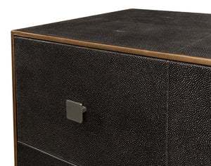 Sarreid Grey Shagreen Dresser With 3 Spacious Drawers, Marbleized Paper Lining, And Antique Iron Finish Grey  40131