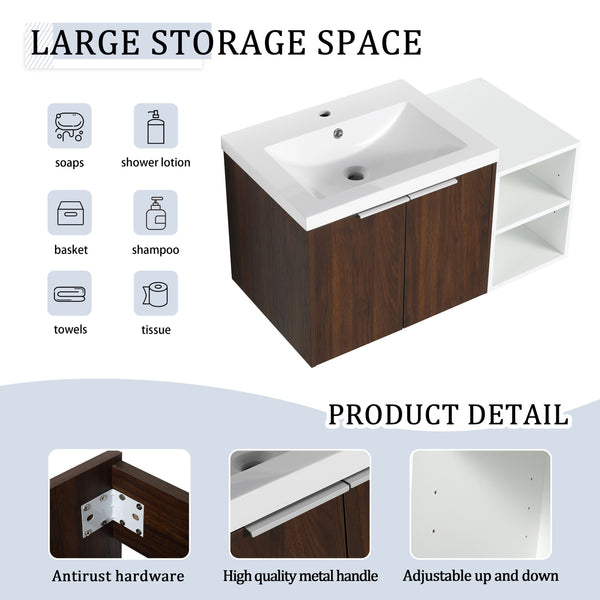 English Elm 36 Inch Soft Close Doors Bathroom Vanity With Resin Sink, Modern Design & Ample Storage Solutions W999S00183
