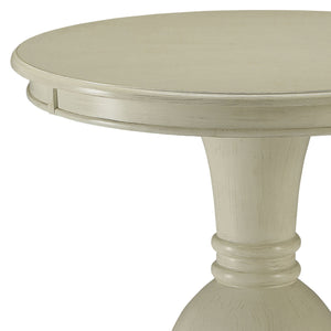 English Elm Antique Round Accent Table with Turned Pedestal Base, Compact 26.5" Classic White Side Table for Cozy Spaces B062P185650
