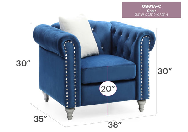English Elm Stylish Contemporary Accent Chair with Round Arms for Living Room or Reading Nook Navy Blue B078108491