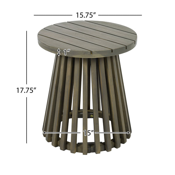 English Elm Christopher Knight Home® - Outdoor Acacia Wood Round Side Table - Stylish Grey Finish For Patio, Balcony, And Lawn Use N770P313252G