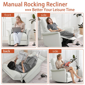 English Elm 270° Swivel Power Recliner Velvet Glider Rocker with Usb Ports for Living Room W1028S00063