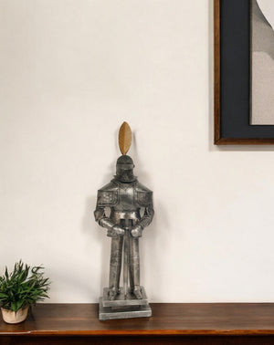 HomeRoots 18" Gray Metal Hand-Painted Figurine Sculpture - Elegant Home Décor Accent for Any Occasion 401507