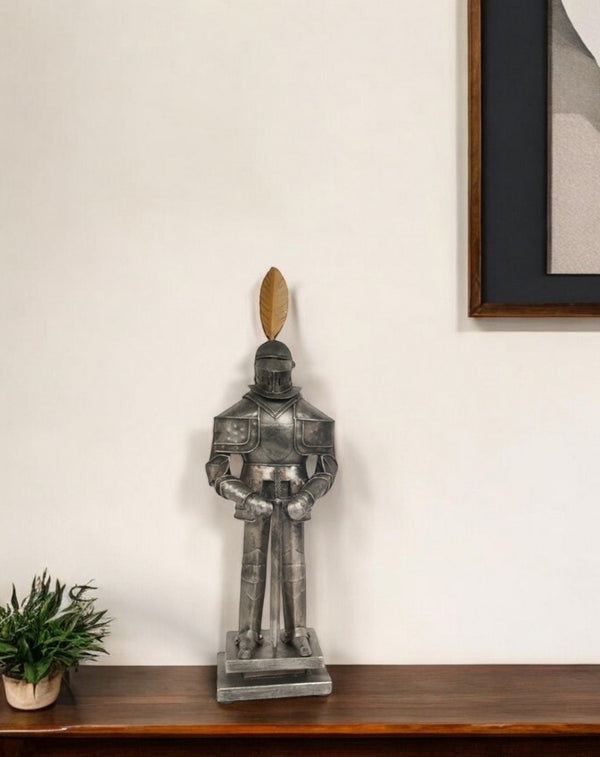 HomeRoots 18" Gray Metal Hand-Painted Figurine Sculpture - Elegant Home Décor Accent for Any Occasion 401507