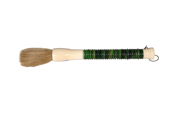 HomeRoots Green Jade Abacus Disc Decorative Calligraphy Brush - Elegant Home Accent with Cultural Charm 401513