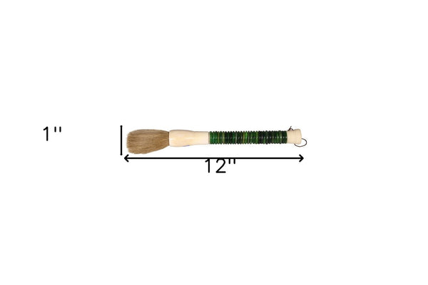 HomeRoots Green Jade Abacus Disc Decorative Calligraphy Brush - Elegant Home Accent with Cultural Charm 401513