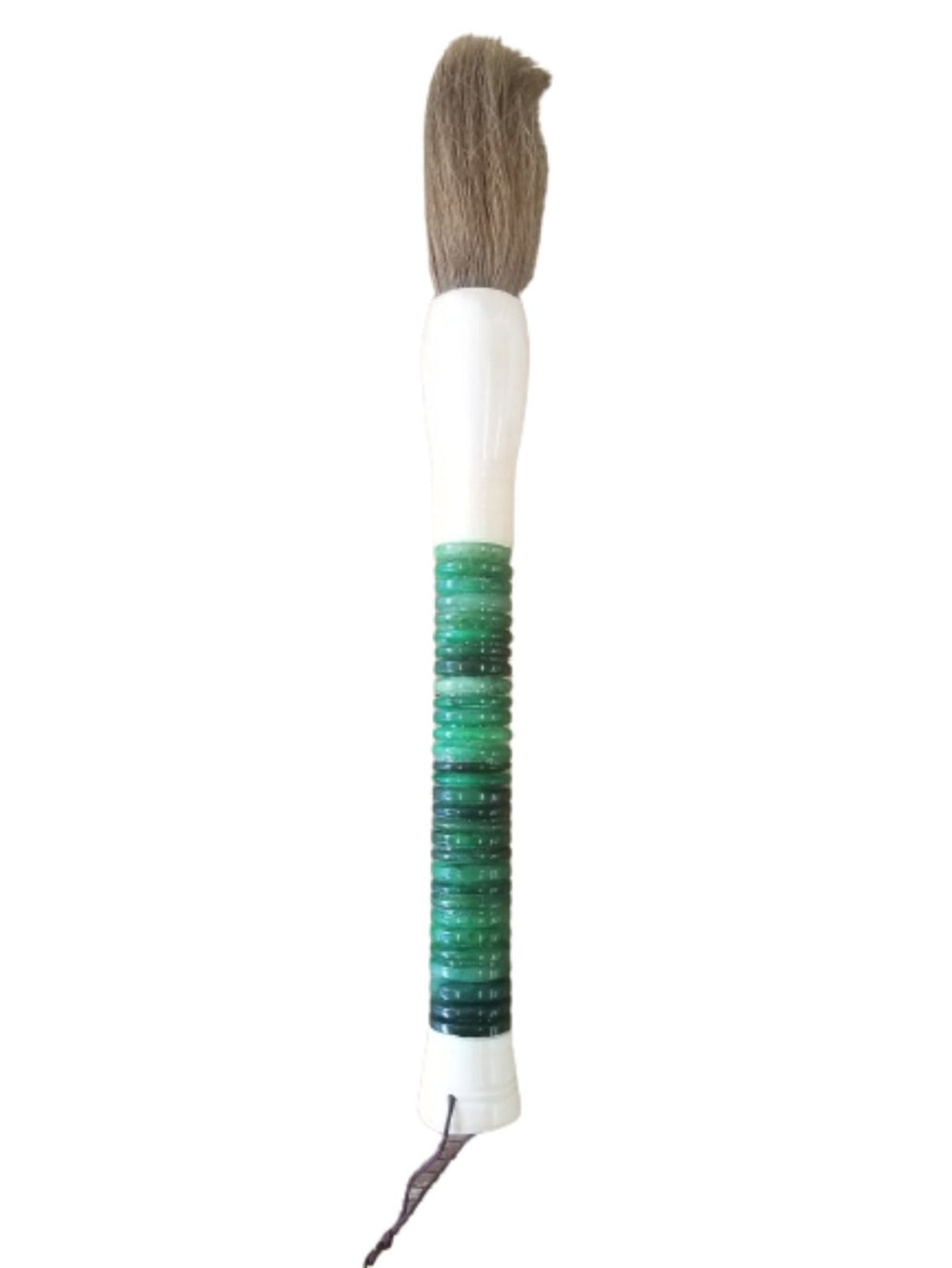 HomeRoots Light Green Jade Abacus Disc Brush - Elegant Calligraphy Decor for Home or Office, Unique Accent Piece 401514
