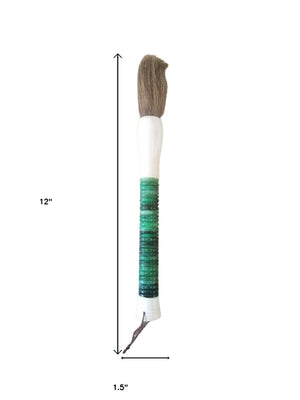 HomeRoots Light Green Jade Abacus Disc Brush - Elegant Calligraphy Decor for Home or Office, Unique Accent Piece 401514
