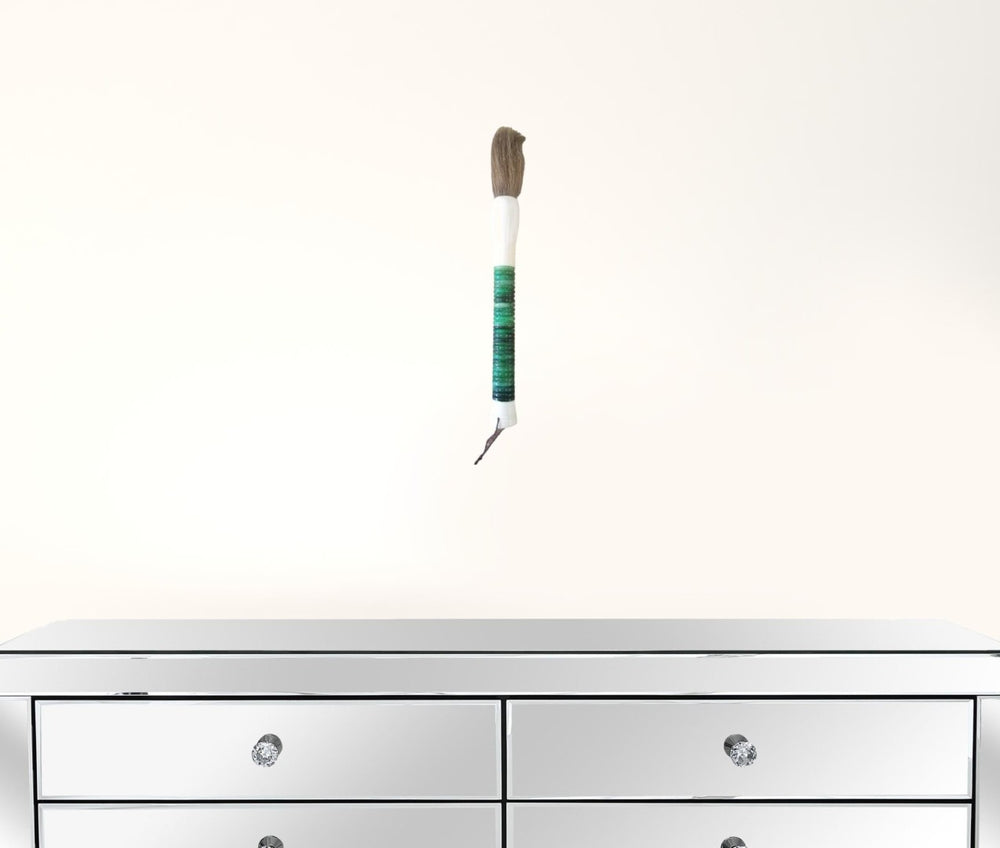 HomeRoots Light Green Jade Abacus Disc Brush - Elegant Calligraphy Decor for Home or Office, Unique Accent Piece 401514