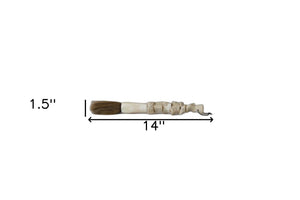 HomeRoots Natural Chunky Coral Calligraphy Brush - Unique Jade & Horsetail Decor for Elegant Home Accents 401520