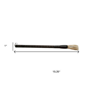 HomeRoots Brown Carved Scroll Wood Calligraphy Brush - Elegant Decorative Accent for Home Décor & Style 401522