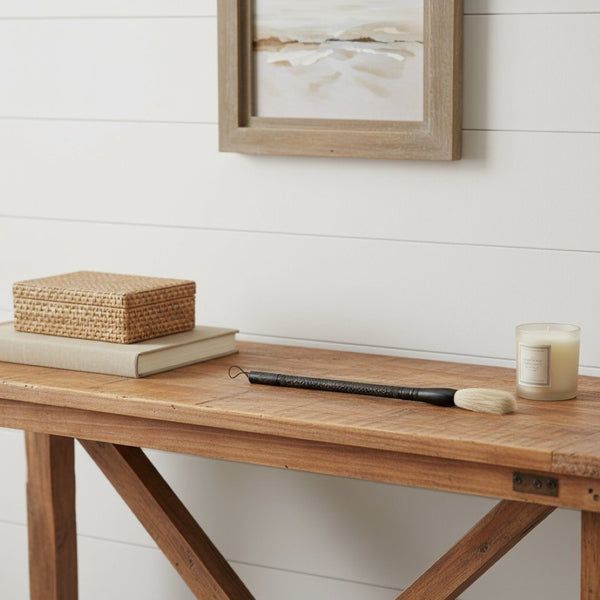 HomeRoots Brown Carved Scroll Wood Calligraphy Brush - Elegant Decorative Accent for Home Décor & Style 401522