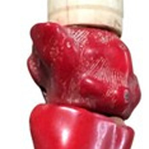 HomeRoots Red Chunky Coral Calligraphy Brush - Elegant Jade & Horsetail Accent for Unique Home Décor Spaces 401523