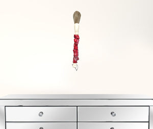 HomeRoots Red Chunky Coral Calligraphy Brush - Elegant Jade & Horsetail Accent for Unique Home Décor Spaces 401523