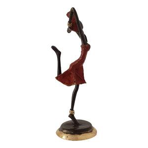 Homeroots Bronze Figurine Of An African Dancer In Red Dress  Manufactured Wood 401524