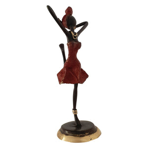 Homeroots Bronze Figurine Of An African Dancer In Red Dress  Manufactured Wood 401524