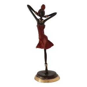 Homeroots Bronze Figurine Of An African Dancer In Red Dress  Manufactured Wood 401524