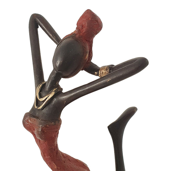 Homeroots Bronze Figurine Of An African Dancer In Red Dress  Manufactured Wood 401524