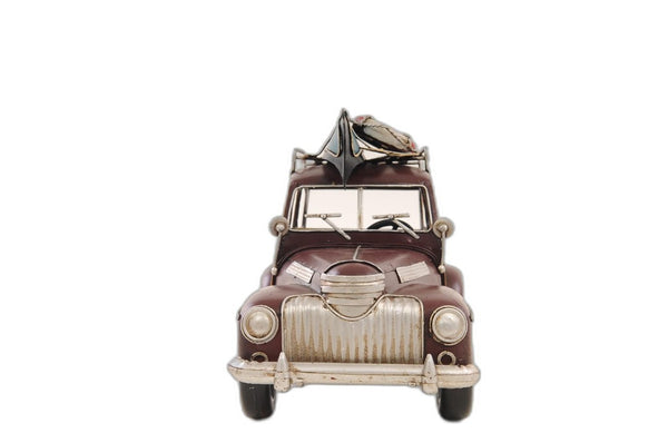 7 Inch Burgundy Hand Painted Metal Model Car Collectible Decorative Accent Piece
