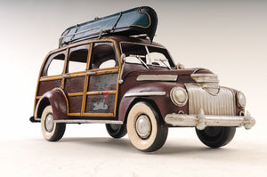 7 Inch Burgundy Hand Painted Metal Model Car Collectible Decorative Accent Piece