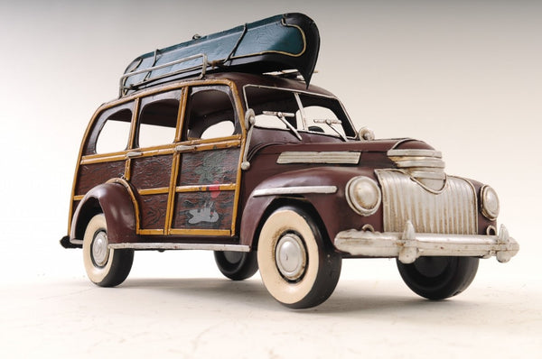 7 Inch Burgundy Hand Painted Metal Model Car Collectible Decorative Accent Piece