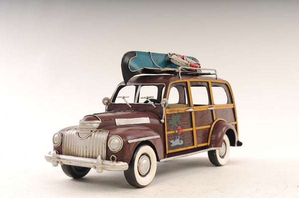 7 Inch Burgundy Hand Painted Metal Model Car Collectible Decorative Accent Piece