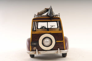 7 Inch Burgundy Hand Painted Metal Model Car Collectible Decorative Accent Piece