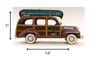 7 Inch Burgundy Hand Painted Metal Model Car Collectible Decorative Accent Piece