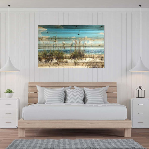 HomeRoots Ocean Sand Dunes Mounted Photograph on Wood - Nautical Wall Art for Modern Farmhouse Decor 401527