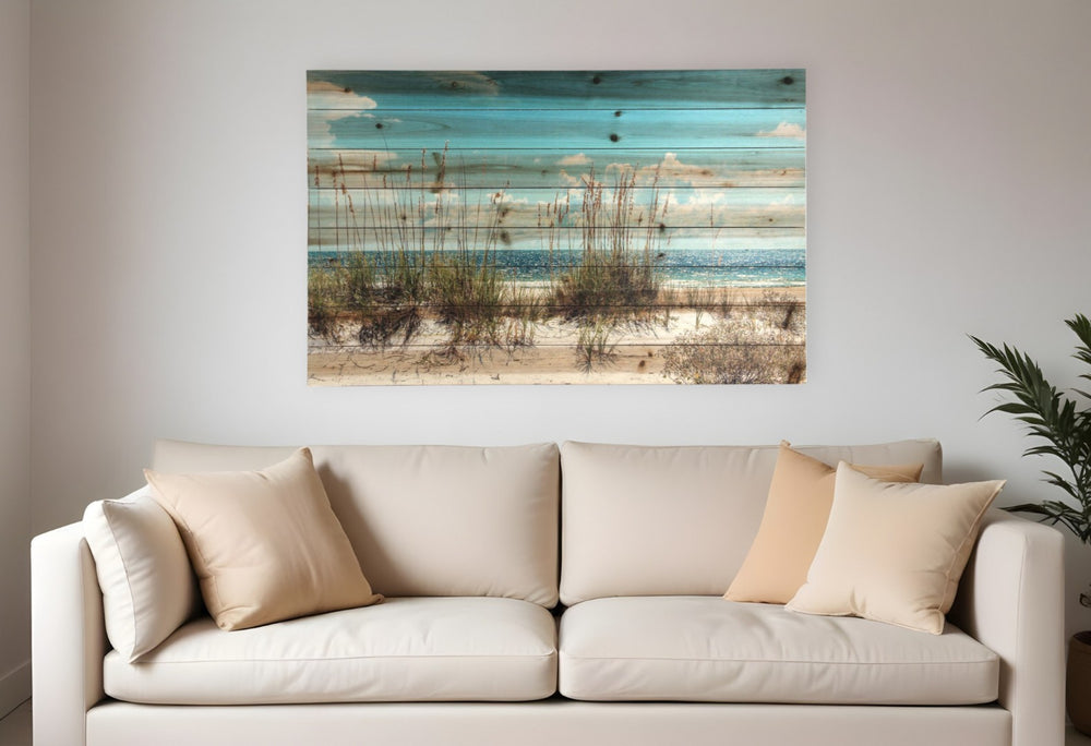 HomeRoots Ocean Sand Dunes Mounted Photograph on Wood - Nautical Wall Art for Modern Farmhouse Decor 401527