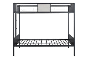 English Elm Full Full Metal Bunk Bed Contemporary Black Frame with White Accent Panels, Side Ladder, Full Size Ready B2741P347306