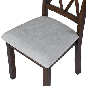 English Elm Foldable Extendable Dining Table Set with Drop Leaves and 4 Upholstered Chairs for Small Spaces Brown N752S010617D